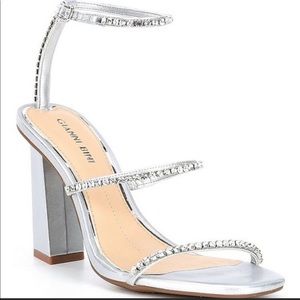 Gianni Bini Marzena Silver Block Heel Sandals